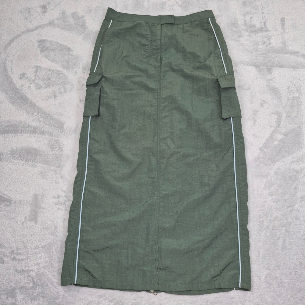 American Eagle Cargo Maxi Performance Green Nylon Skirt Piping Womens 6 (30) M - Picture 2 of 14